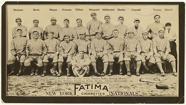 New York Giants, National League, from the "Baseball Team" series (T200), issued by Liggett & Myers Tobacco Company to promote Fatima Turkish Blend Cigarettes, Photographic copyright, The Pictorial News Co., Photograph 