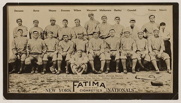 New York Giants, National League, from the "Baseball Team" series (T200), issued by Liggett & Myers Tobacco Company to promote Fatima Turkish Blend Cigarettes, Photographic copyright, The Pictorial News Co., Photograph