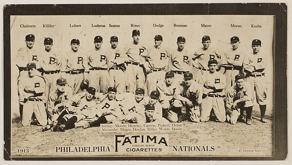 Philadelphia Phillies, National League, from the "Baseball Team" series (T200), issued by Liggett & Myers Tobacco Company to promote Fatima Turkish Blend Cigarettes, Photographic copyright, The Pictorial News Co., Photograph