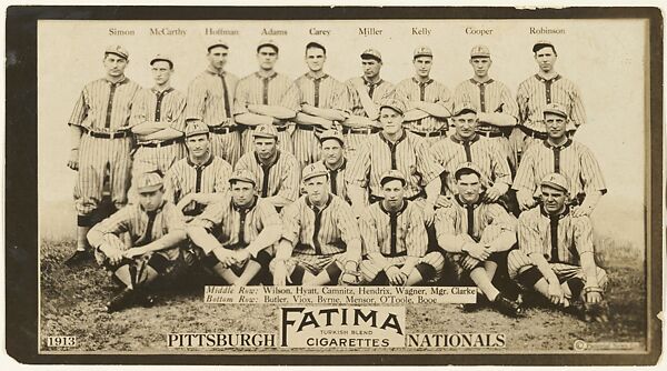 Pittsburgh Pirates, National League, from the "Baseball Team" series (T200), issued by Liggett & Myers Tobacco Company to promote Fatima Turkish Blend Cigarettes, Photographic copyright, The Pictorial News Co., Photograph 