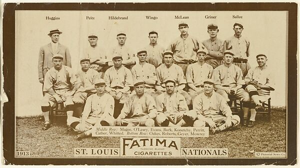 St. Louis Cardinals, National League, from the "Baseball Team" series (T200), issued by Liggett & Myers Tobacco Company to promote Fatima Turkish Blend Cigarettes, Photographic copyright, The Pictorial News Co., Photograph 