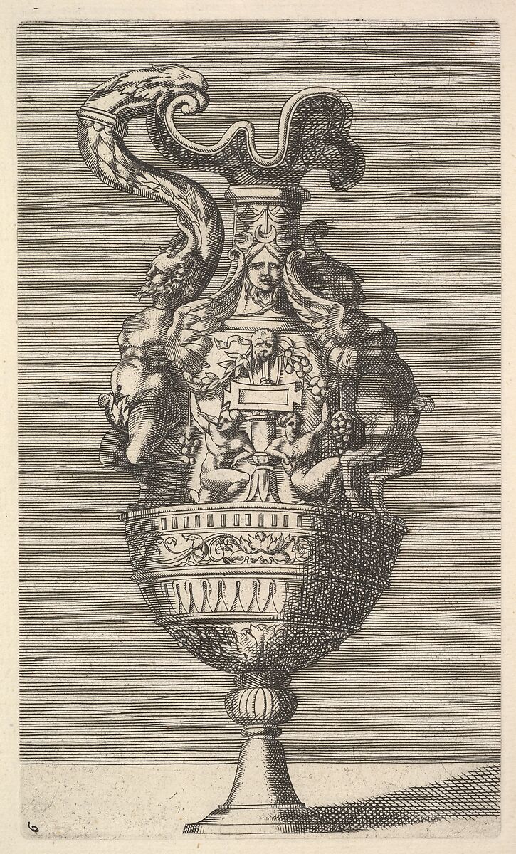 Vase with Two Winged Satyrs, Originally by René Boyvin (French, Angers ca. 1525–1598 or 1625/6 Angers), Engraving 