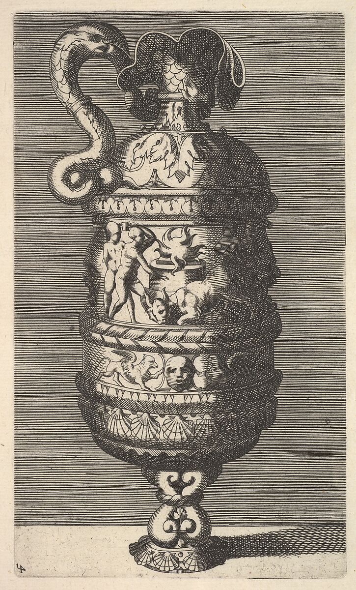 Vase with a Sacrificial Scene, Originally by René Boyvin (French, Angers ca. 1525–1598 or 1625/6 Angers), Engraving 