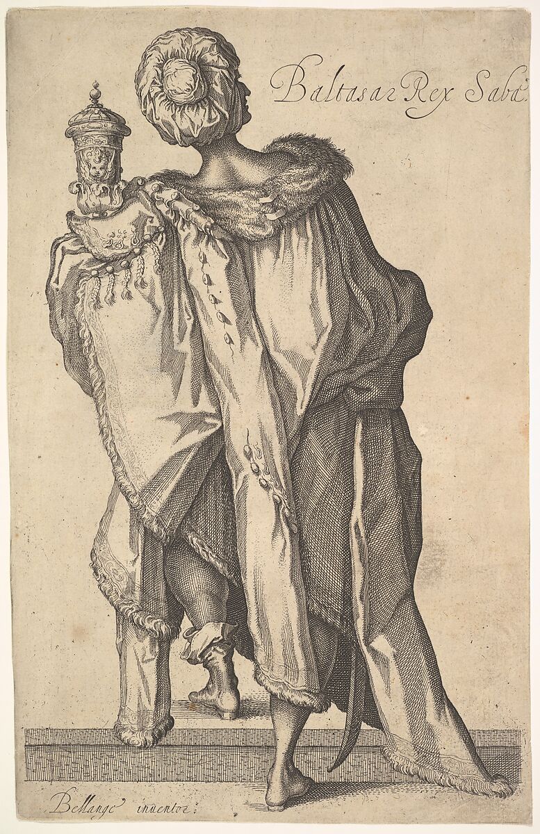 Balthasar, after figure in "The Adoration of the Magi" by Jacques Bellange, Matthäus Merian the Elder (Swiss, Basel 1593–1650 Schwalbach), Etching 
