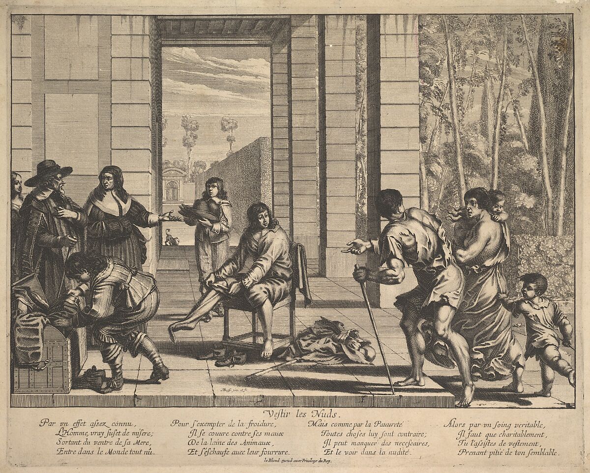 Clothing Beggars, from "Acts of Mercy", Abraham Bosse (French, Tours 1602/04–1676 Paris), Etching 