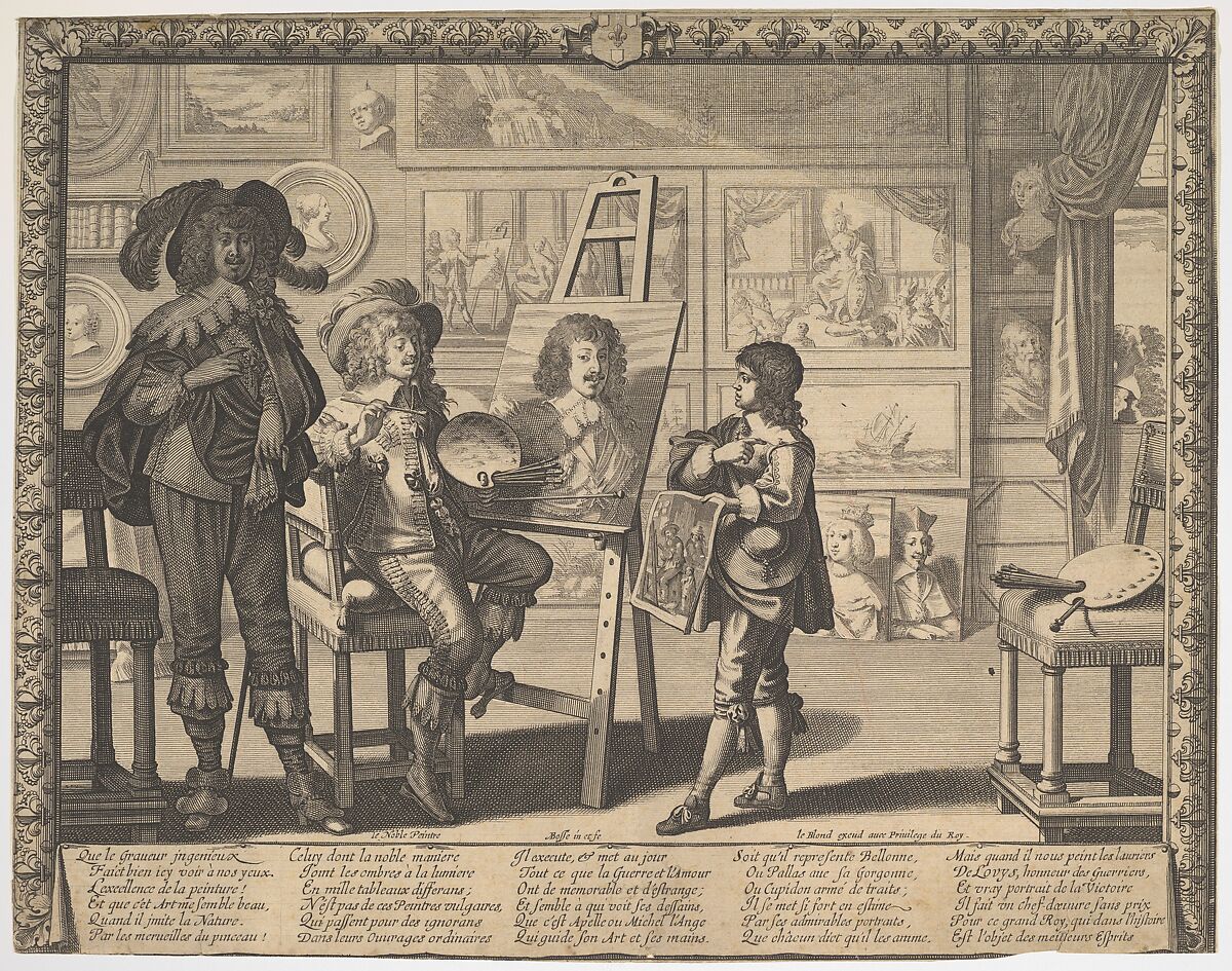 The Noble Artist Painting Louis XIII, Abraham Bosse  French, Etching; first state of two