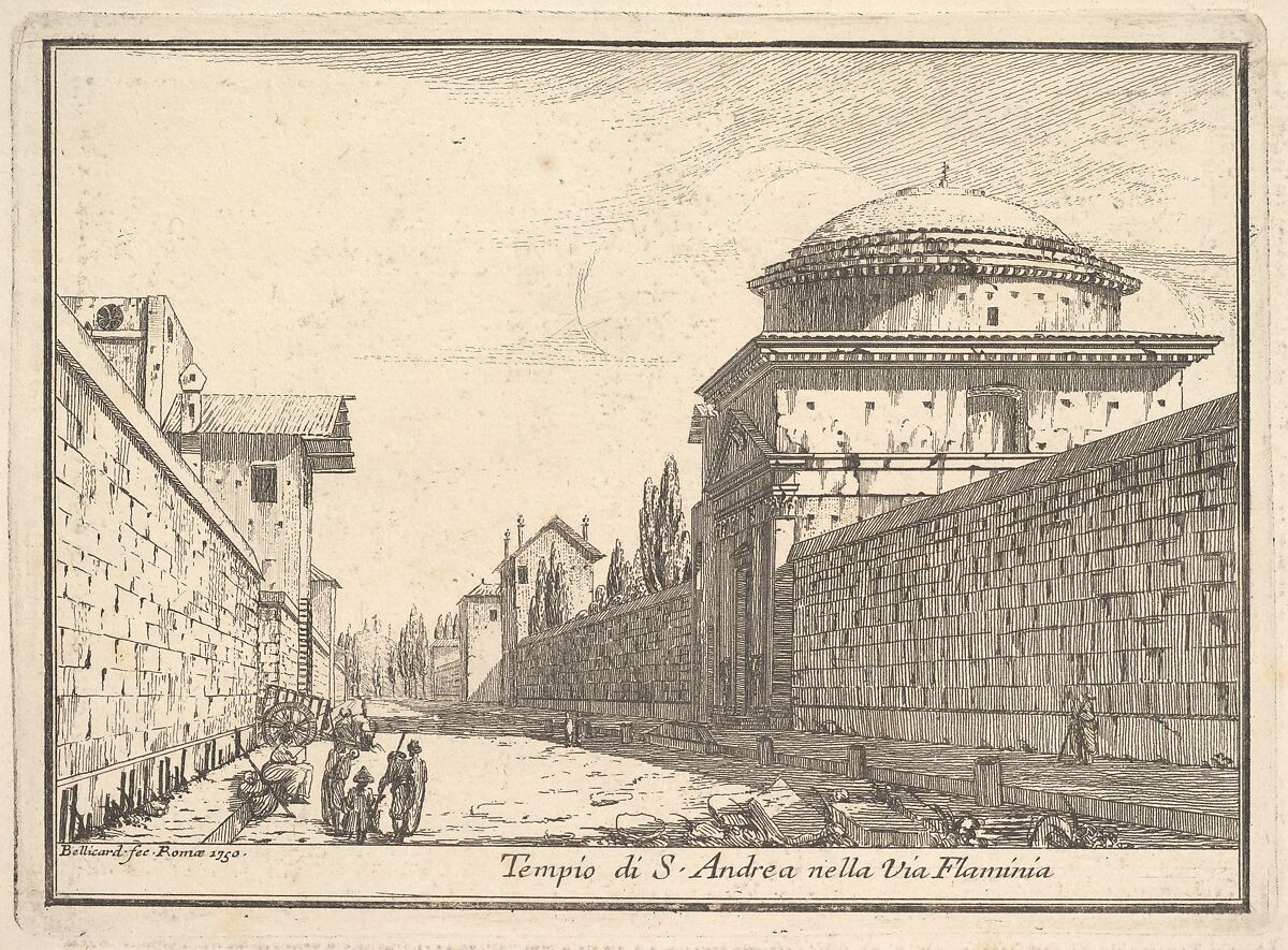 Tempio di Sant'Andrea, Via Flaminia, from "Vues de Rome", Jérôme Charles Bellicard (French, Paris 1726–1786 Paris), Etching 