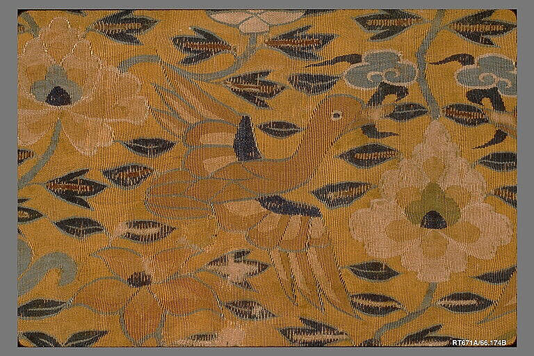 Scroll Cover with Birds and Flowers, Silk and metal thread tapestry (kesi), China