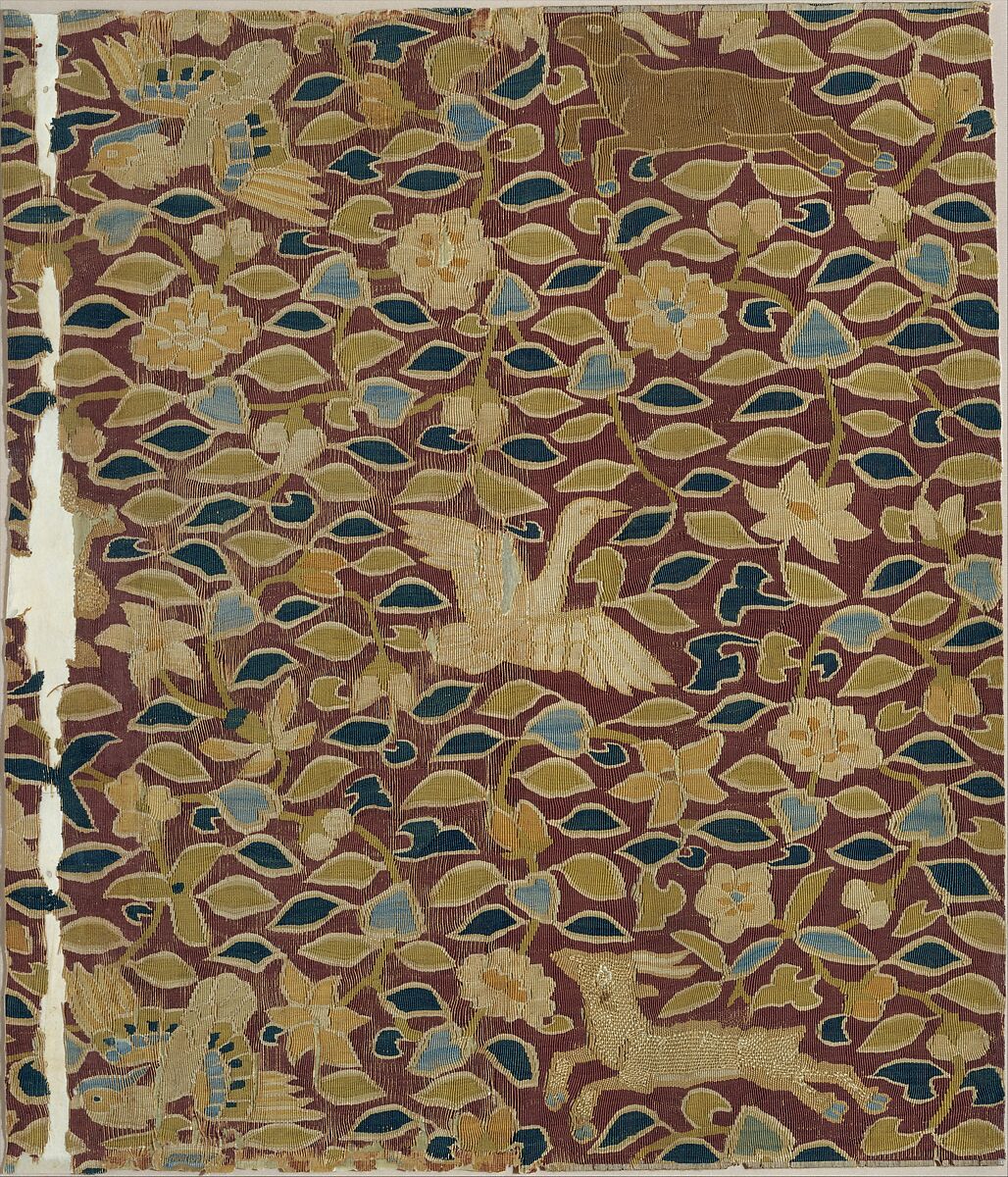 Scroll Cover with Animals, Birds, and Flowers, Silk tapestry (kesi), China