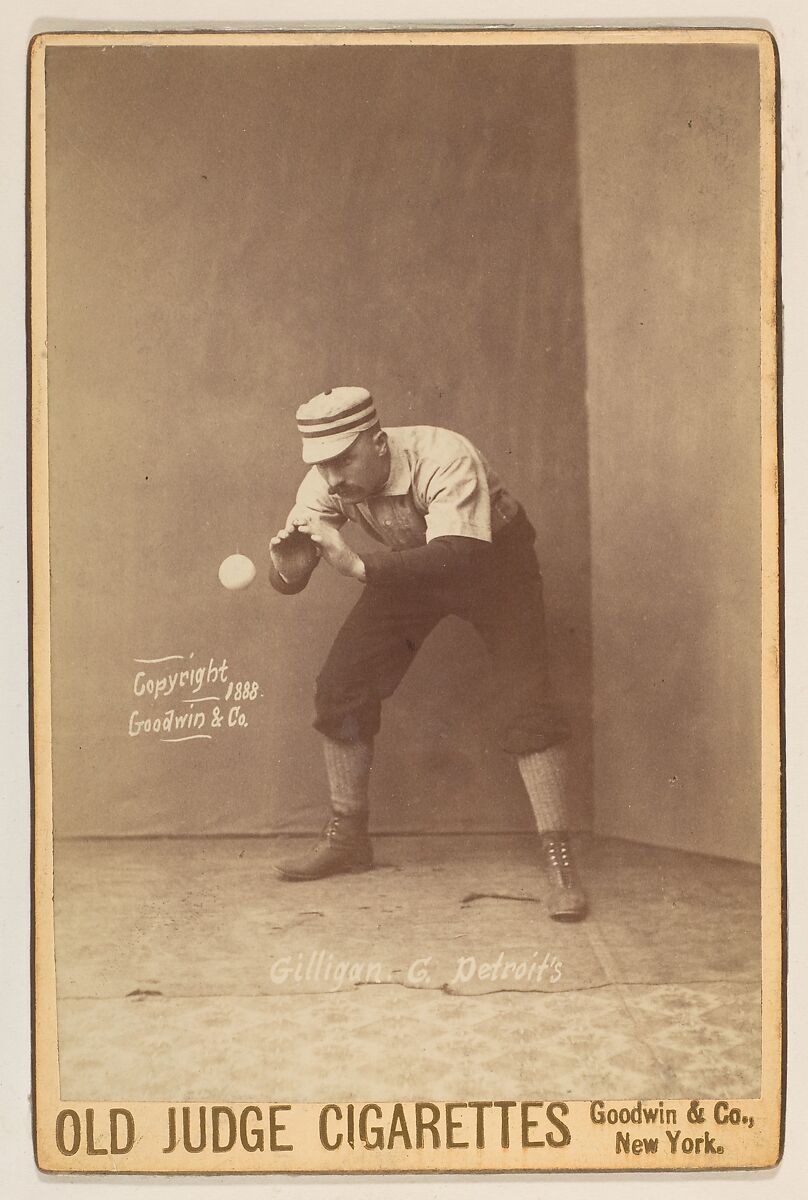 Barney Gilligan, Catcher, Detroit, from the series Old Judge Cigarettes, Goodwin &amp; Company, Albumen print photograph, cabinet card 