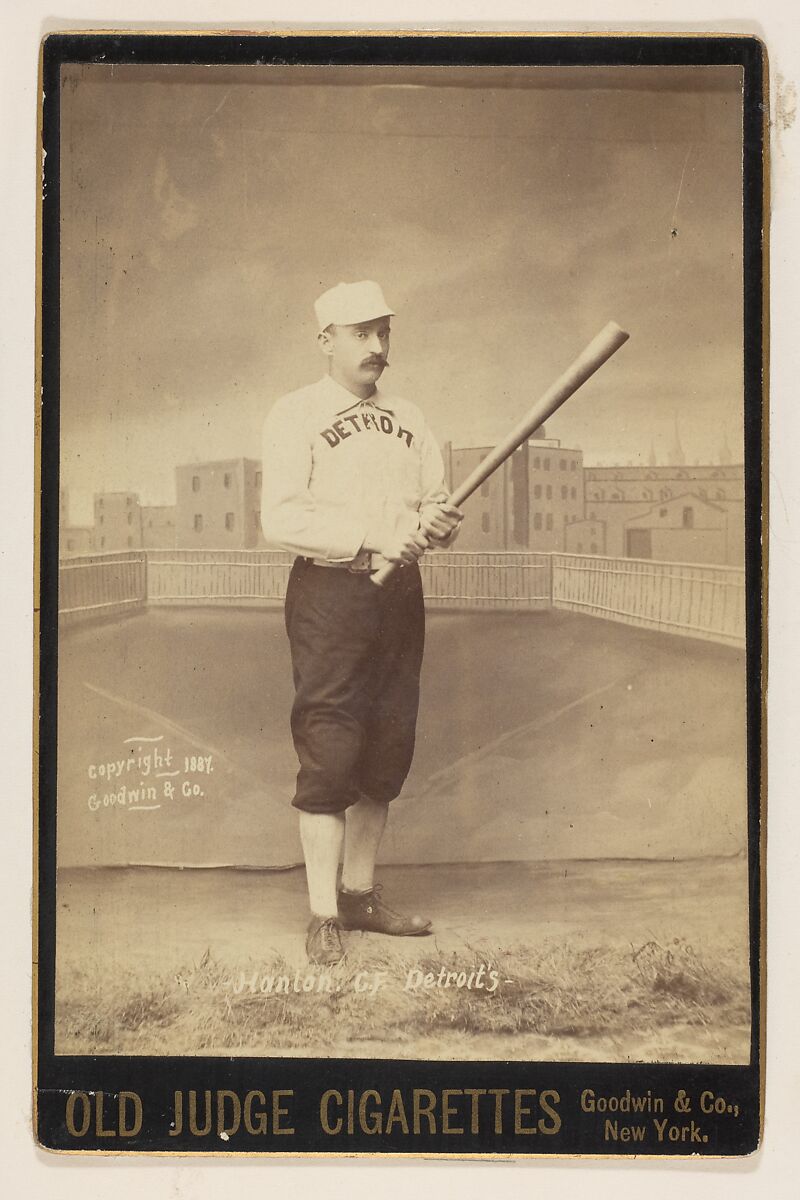 Hanton, Center Field, Detroit, from the series Old Judge Cigarettes, Goodwin &amp; Company, Albumen print photograph, cabinet card 