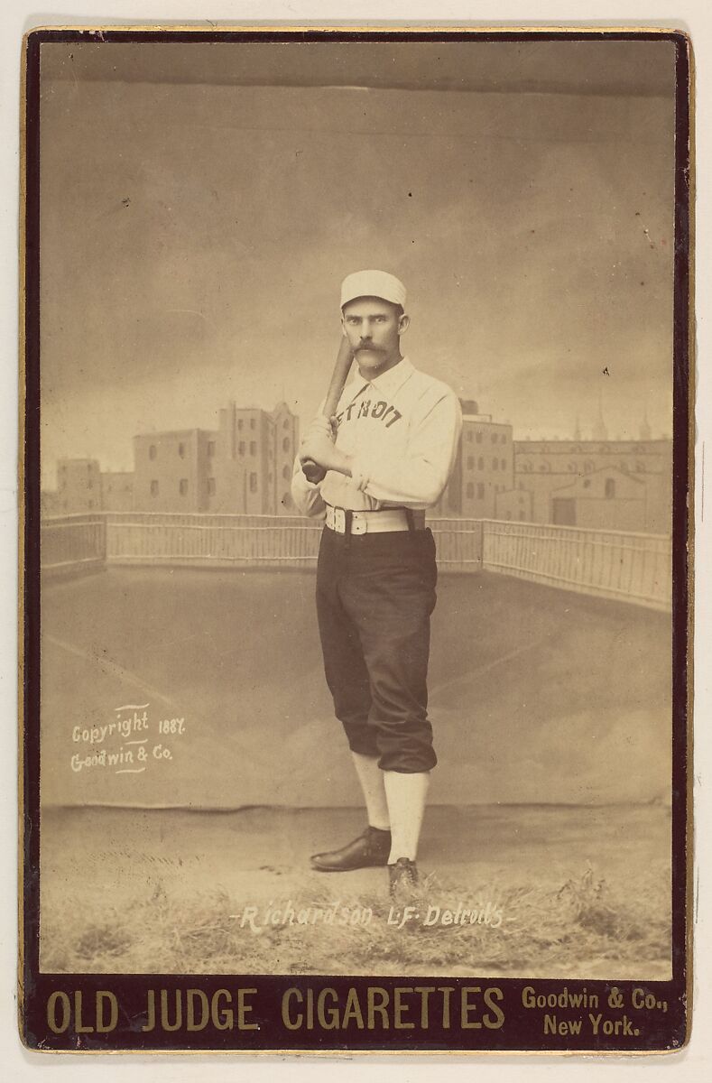 Hardy Richardson, Left Field, Detroit, from the series Old Judge Cigarettes, Goodwin &amp; Company, Albumen print photograph, cabinet card 