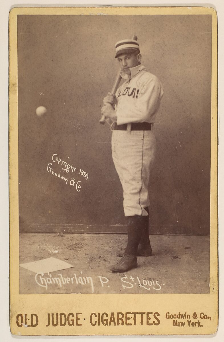 Ice Box Chamberlain, Pitcher, St. Louis Browns, from the series Old Judge Cigarettes, Goodwin &amp; Company, Albumen print photograph, cabinet card 