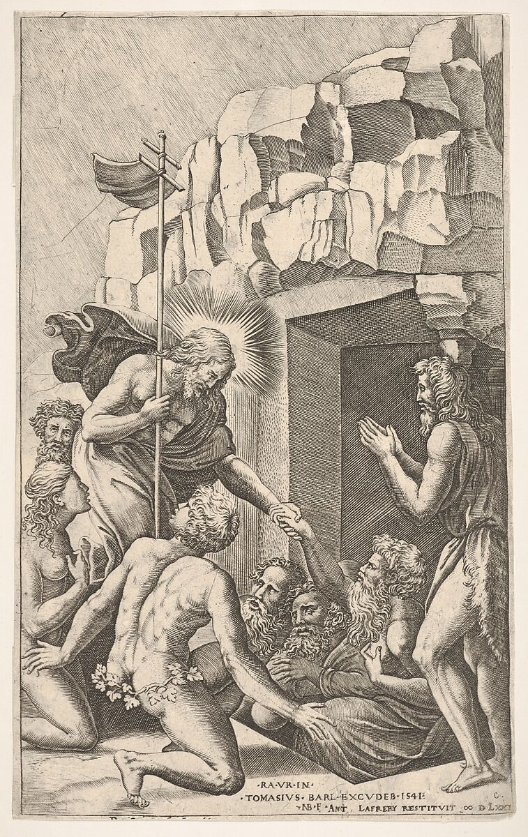 Christ in Limbo, after Raphael, Nicolas Beatrizet (French, Lunéville 1515–ca. 1566 Rome (?)), Engraving 