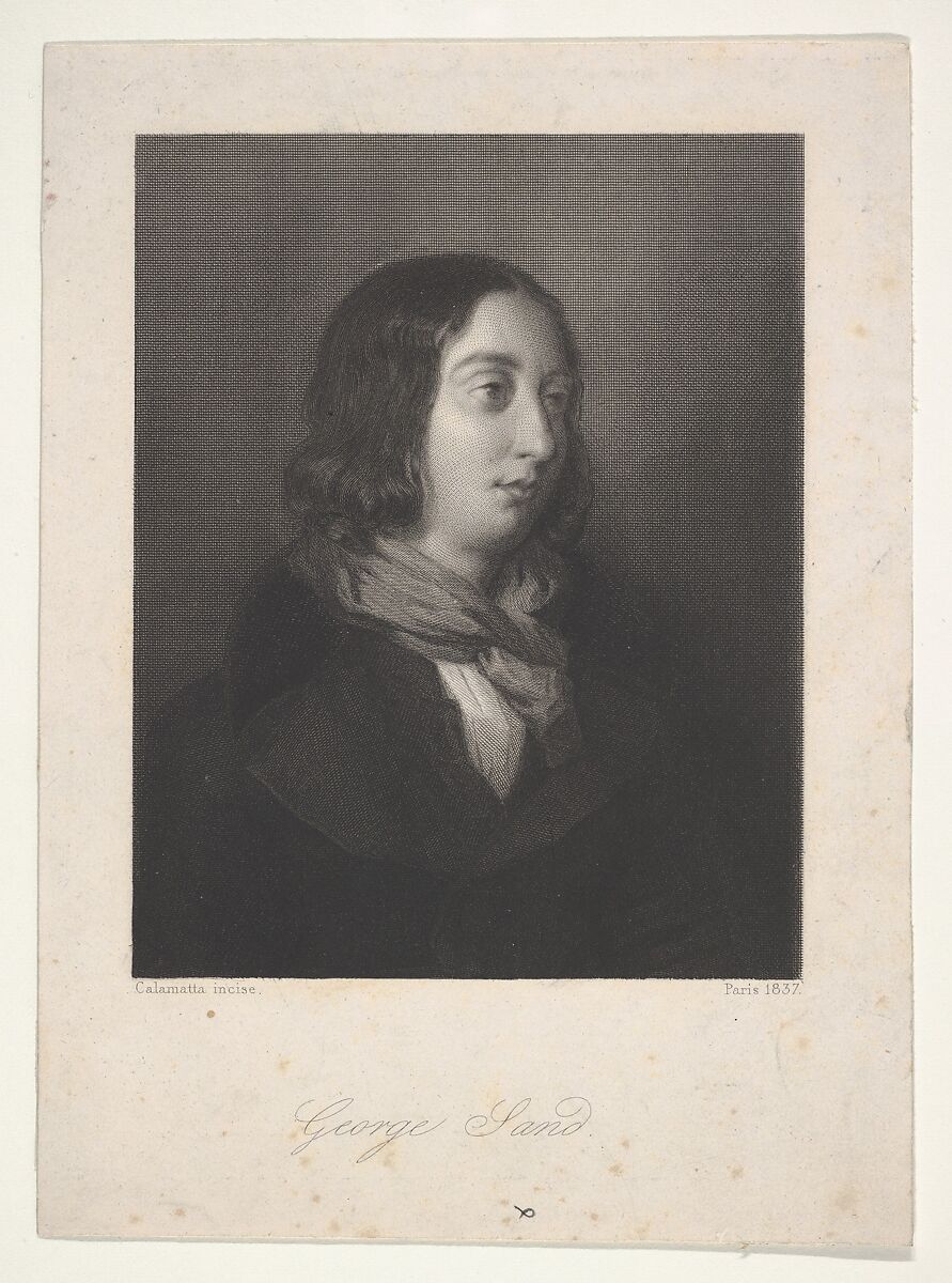 Portrait of George Sand, Luigi Calamatta (Italian, Civitavecchia 1801–1869 Milan), Engraving 