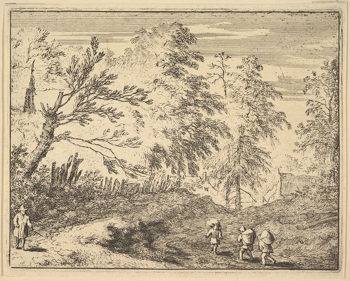 The Three Porters, Allart van Everdingen (Dutch, Alkmaar 1621–1675 Amsterdam), Etching; second state of two 