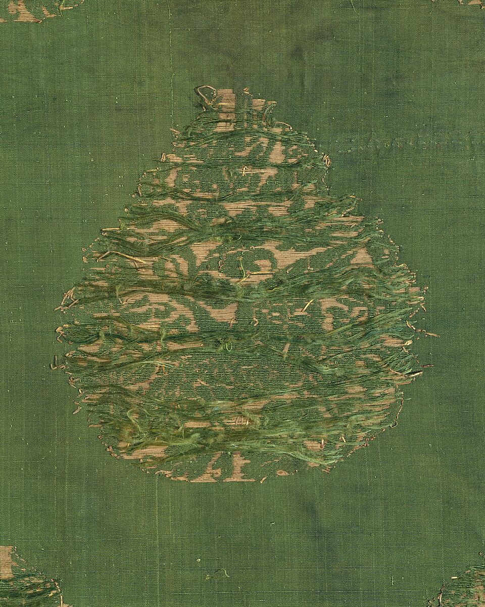 Textile with Swan Hunt, Warp-faced plain weave silk brocaded with gilt leather strips, China