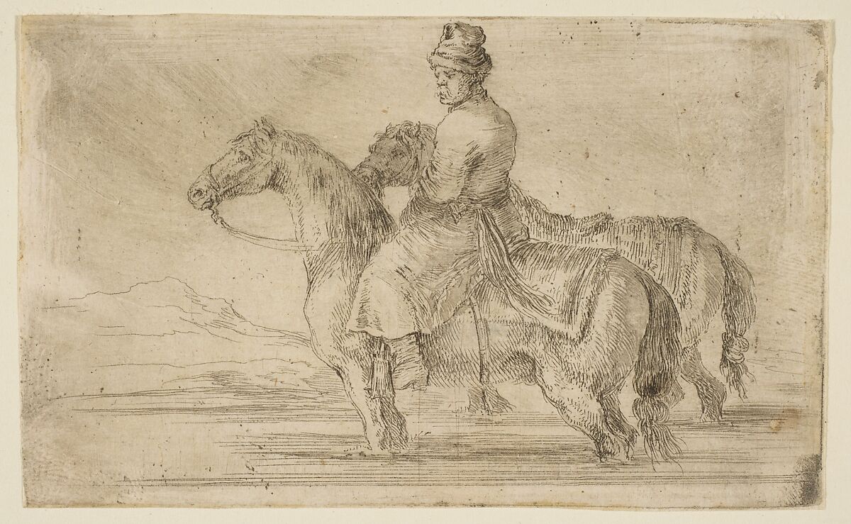 Polish Groom Bathing Horses, Stefano della Bella (Italian, Florence 1610–1664 Florence), Etching 