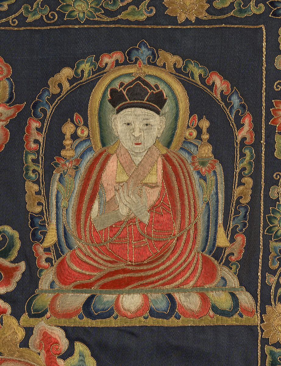 The Deity Vajrabhairava, Tantric Form of the Bodhisattva Manjushri, Silk embroidery with metal thread and horsehair on silk satin, China