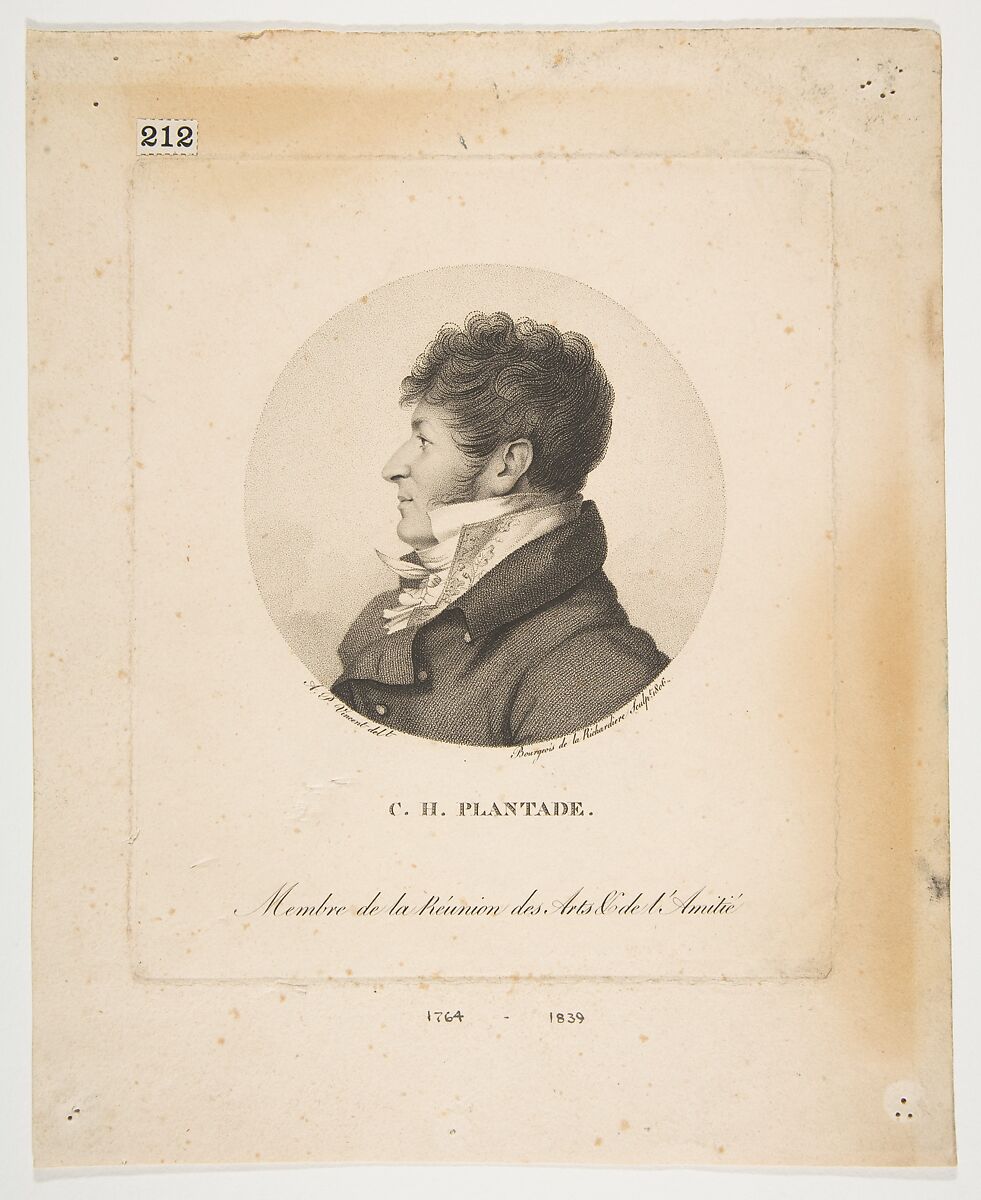 Charles Henri Plantade, Antoine Achille Bourgeois de la Richardière (French, Polna 1777–1830), Stipple engraving 