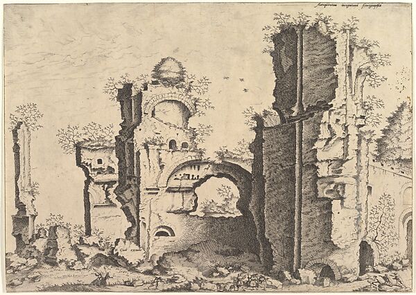 View of ruins, possibly the Baths of Caracalla, from the series 'The Small book of Roman ruins and buildings' (Operum antiquorum romanorum)