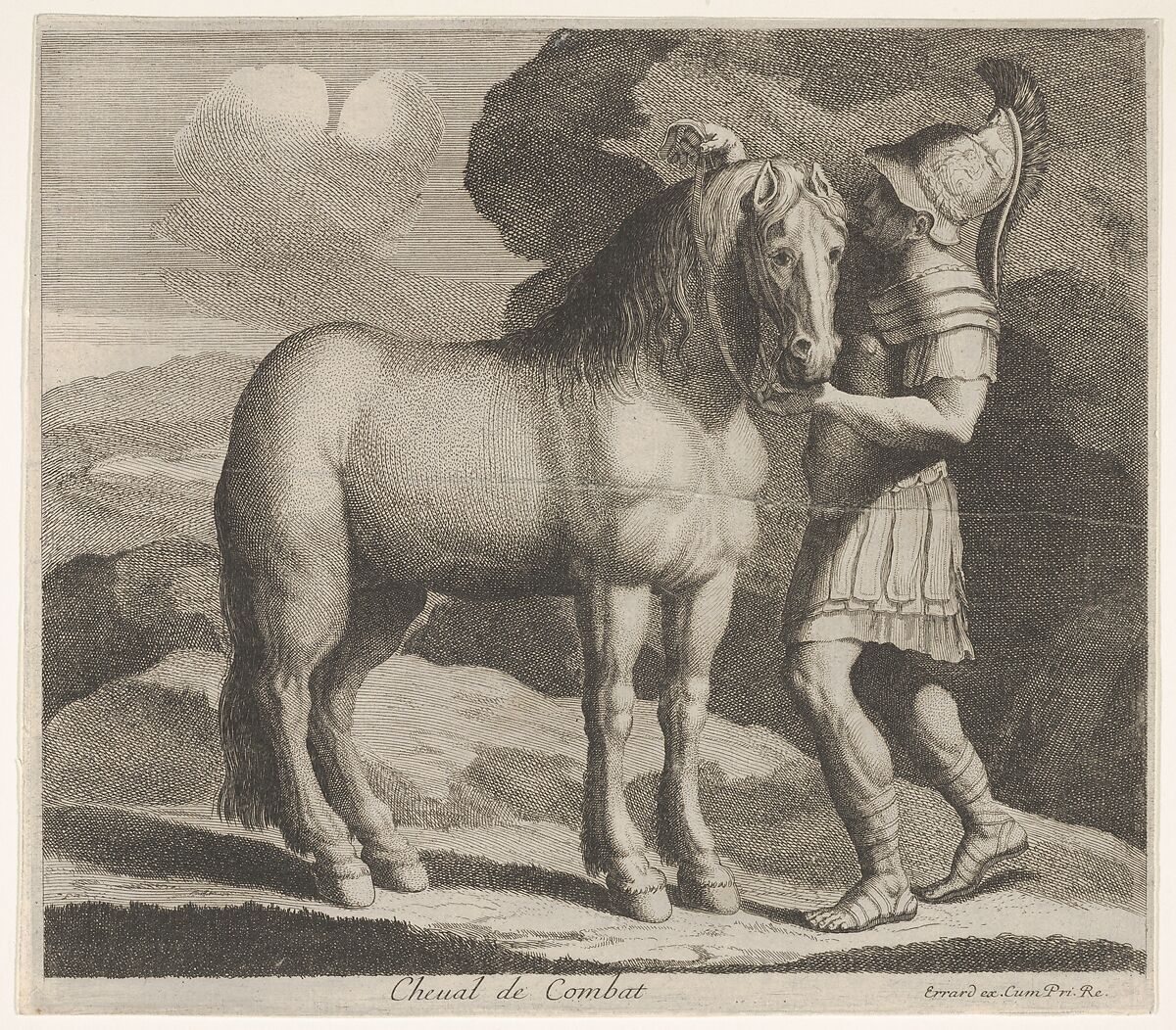 Cheval de Combat, Charles Errard le fils (French, Nantes ca.1606/09–1689 Rome), Engraving 