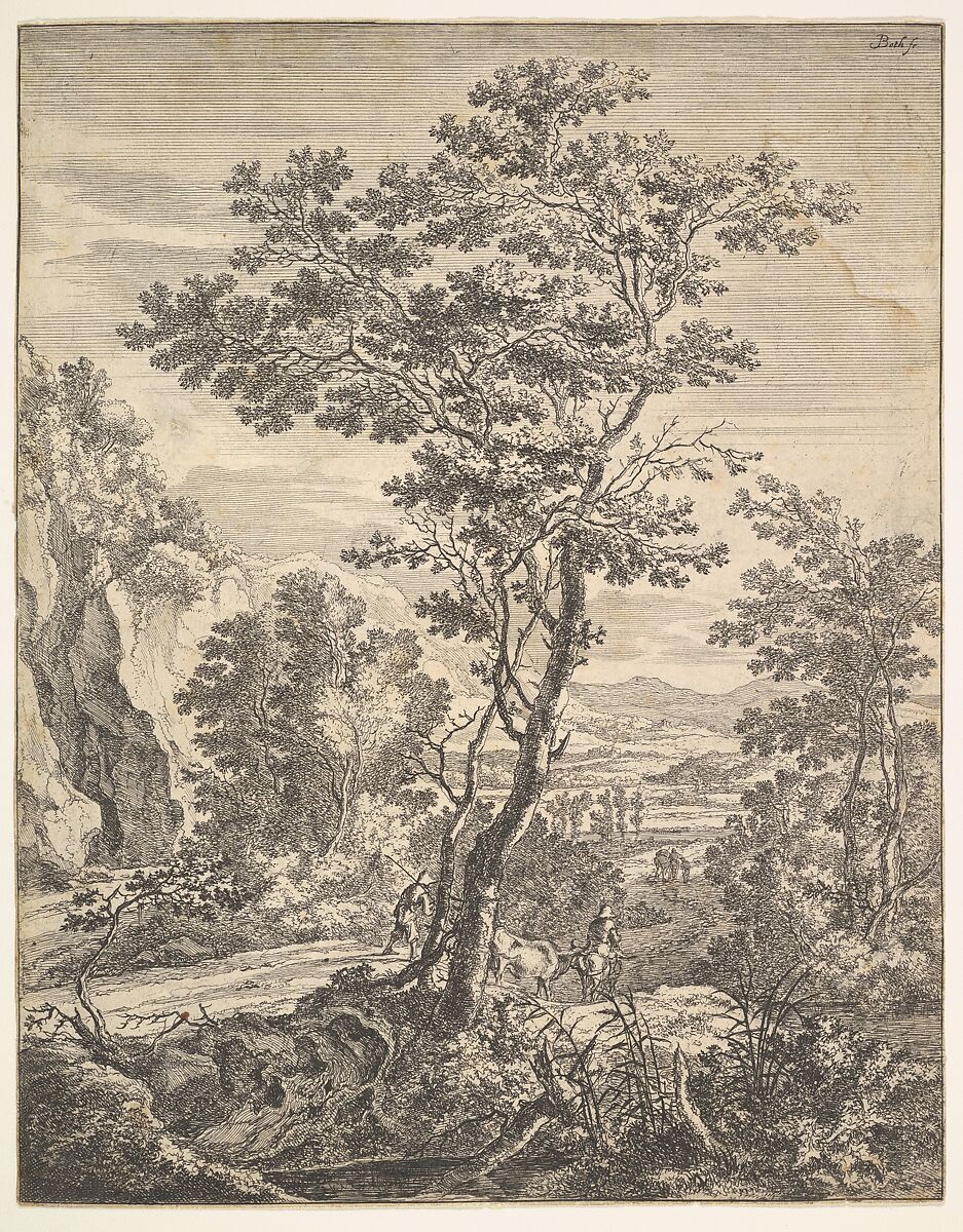 The Large Tree from Upright Italian Landscapes, Jan Both (Dutch, Utrecht ca. 1618–1652 Utrecht), Etching and engraving 
