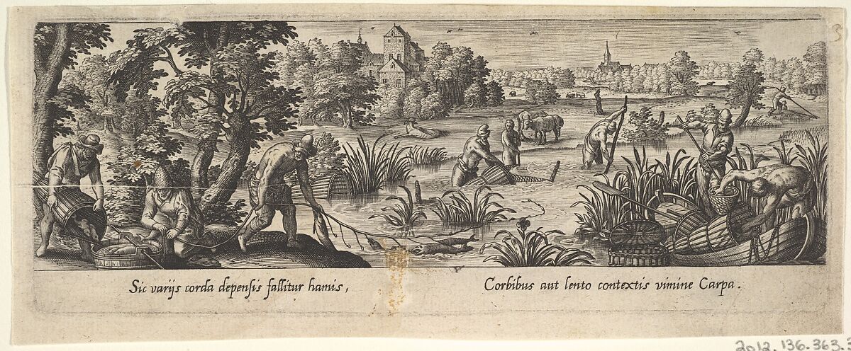 1 of 8 plates on Hunting and Fishing, After Hans Bol (Netherlandish, Mechelen 1534–1593 Amsterdam), Engraving 