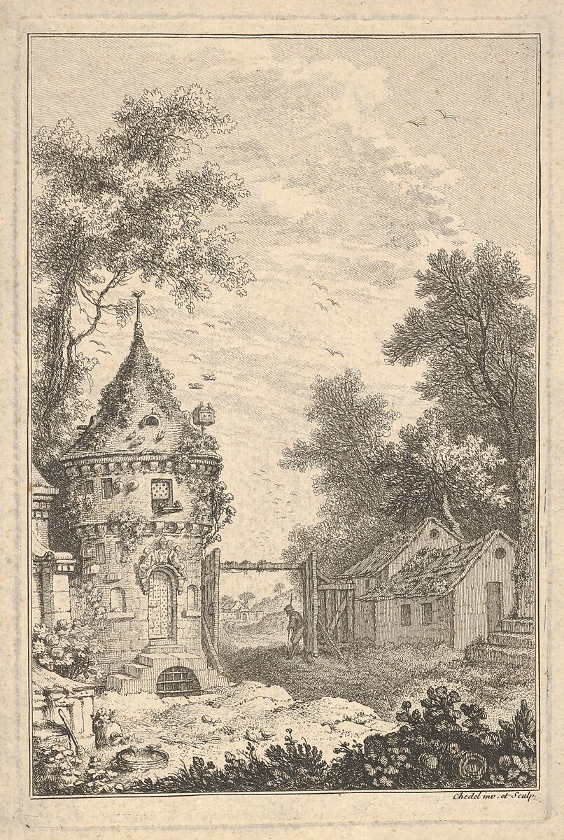 Garden Scene, Quentin Pierre Chedel (French, Châlons-en-Champagne 1705–1763 Châlons-en-Champagne), Engraving 