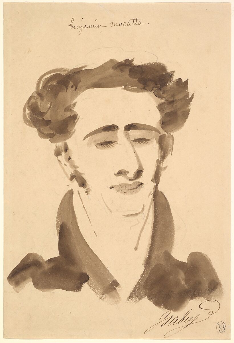 Portrait of Benjamin Mocatta (1802–1865), Jean-Baptiste Isabey (French, Nancy 1767–1855 Paris), Brush and brown wash 