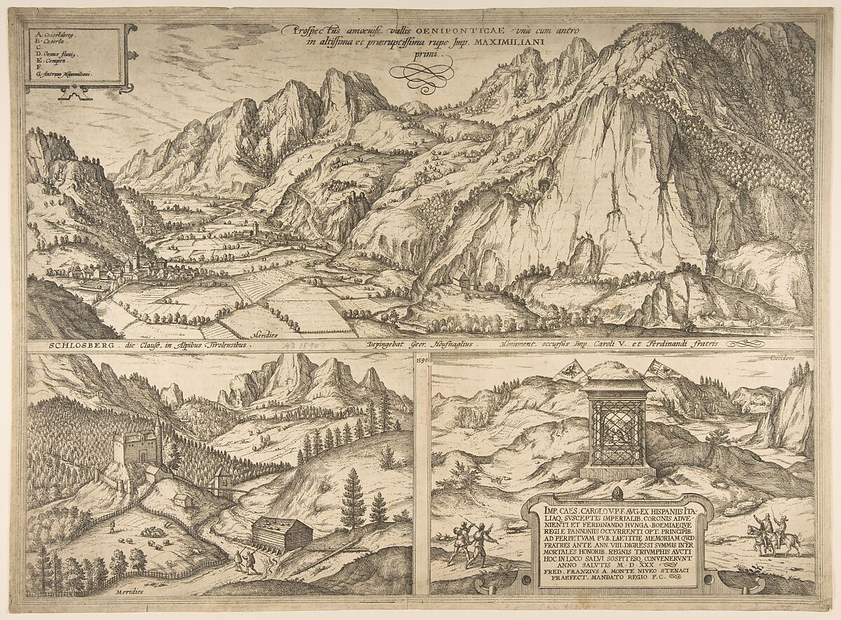 The Inn Valley from the series Civitates Orbis Terrarum, vol. V, plate 59, Simon Novellanus, Etching