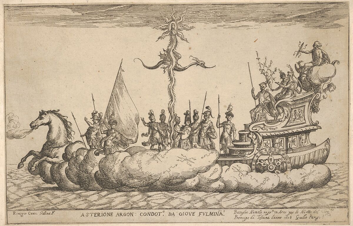 Asterion, from the series 'Vessels of the Argonauts' for the wedding celebration of Cosimo de' Medici in Florence, 1608, Remigio Cantagallina (Italian, Borgo Sansepolcro ca. 1582–1656 Florence), Etching 