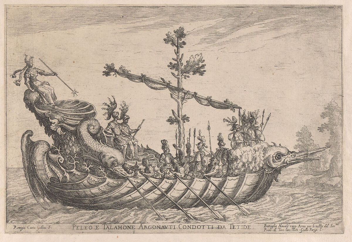 Peleus and Talamon, from "Vessels of the Argonauts", Remigio Cantagallina (Italian, Borgo Sansepolcro ca. 1582–1656 Florence), Etching