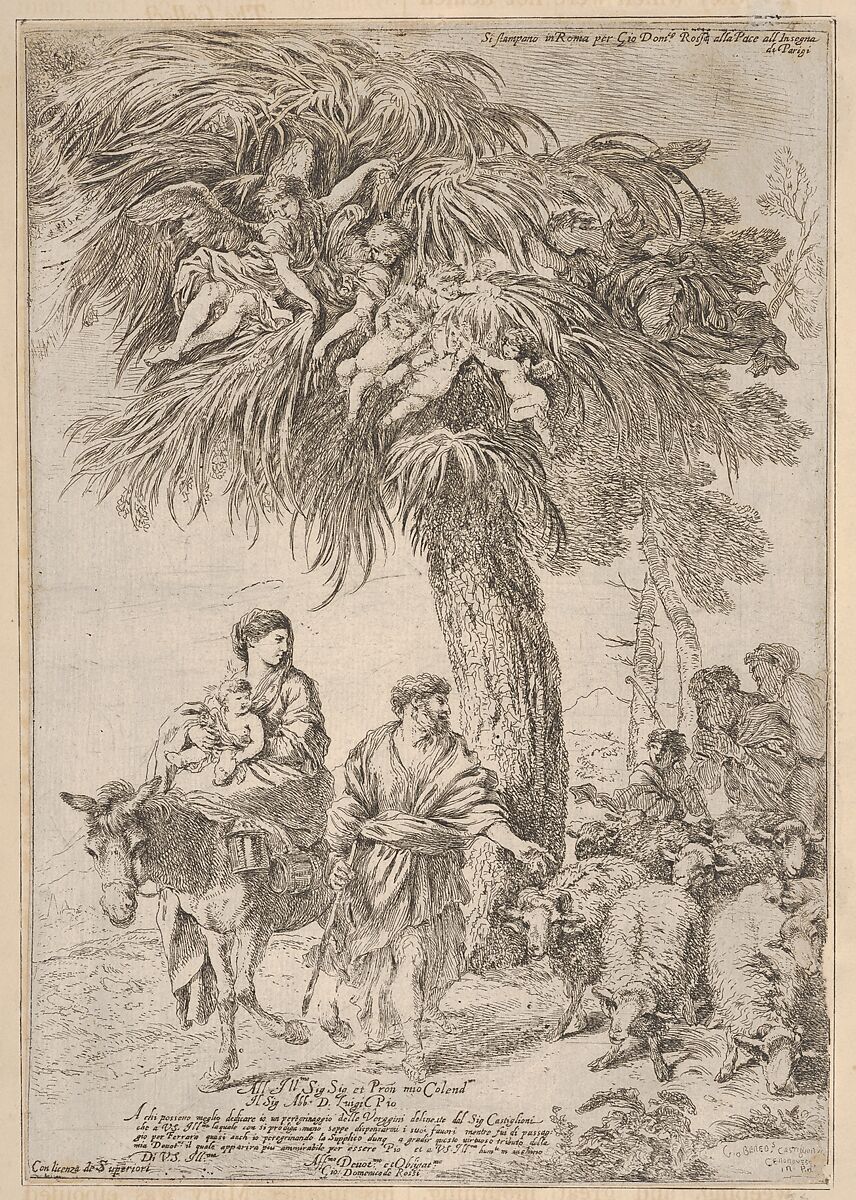 The Holy Family on their flight into Egypt, Giovanni Benedetto Castiglione (Il Grechetto) (Italian, Genoa 1609–1664 Mantua), Etching 