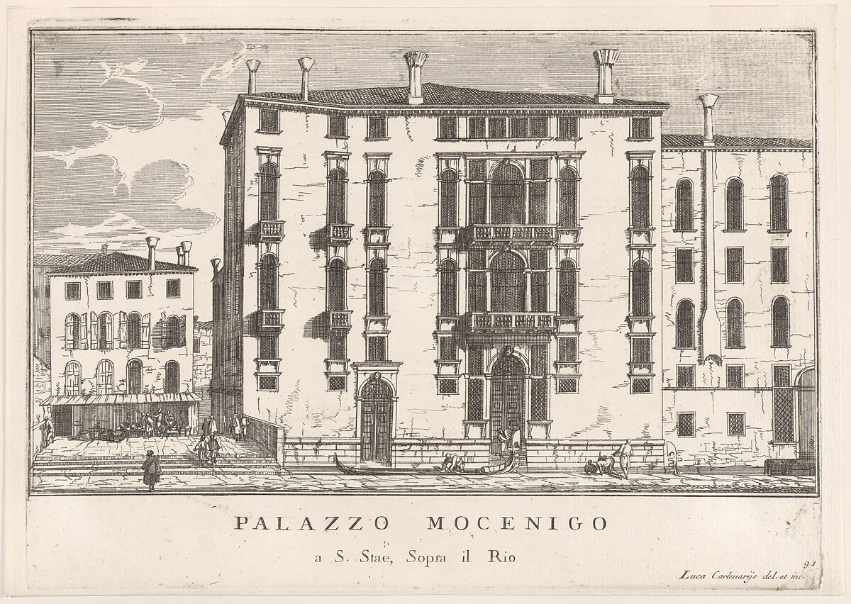 Plate 91: View of the Mocenigo Palace in Campo San Stae, Venice, 1703, from "The buildings and views of Venice" (Le fabriche e vedute di Venezia), Luca Carlevaris (Italian, Udine 1663/65–1730 Venice), Etching
