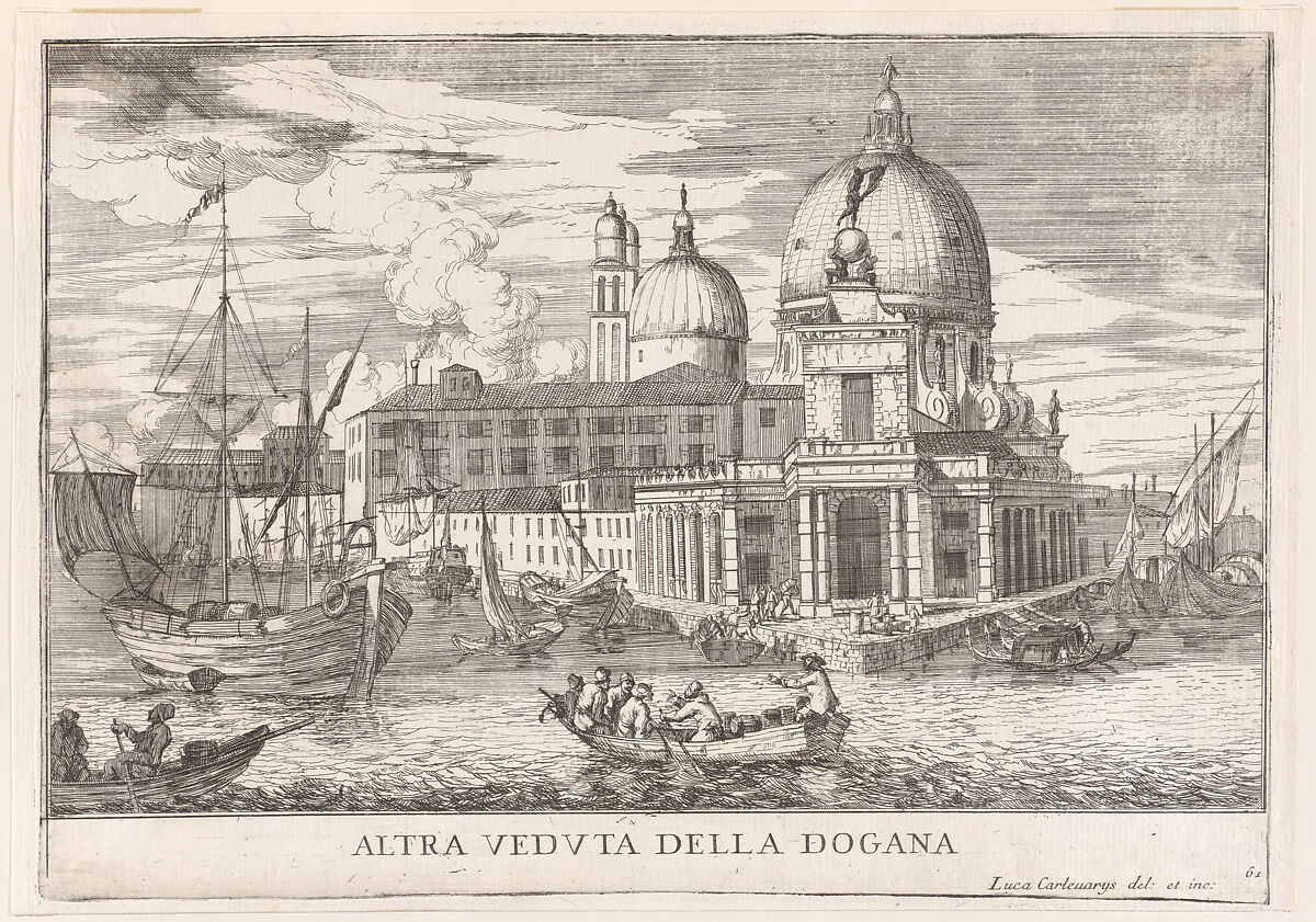 Plate 61: View of the customs house (Dogana da Mar) at the confluence of the Grand Canal and Giudecca Canal, Venice, 1703, from "The buildings and views of Venice" (Le fabriche e vedute di Venezia), Luca Carlevaris (Italian, Udine 1663/65–1730 Venice), Etching