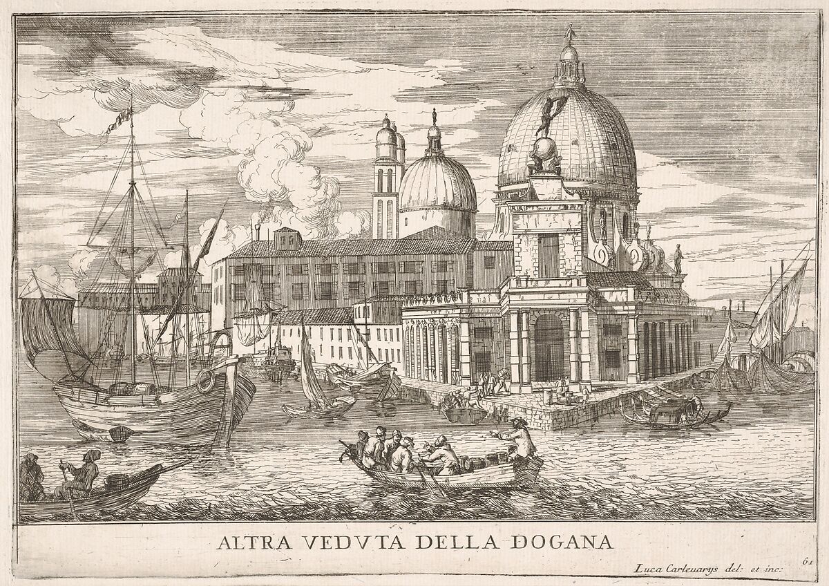 Plate 61: View of the customs house (Dogana da Mar) at the confluence of the Grand Canal and Giudecca Canal, Venice, 1703, from "The buildings and views of Venice" (Le fabriche e vedute di Venezia), Luca Carlevaris (Italian, Udine 1663/65–1730 Venice), Etching 