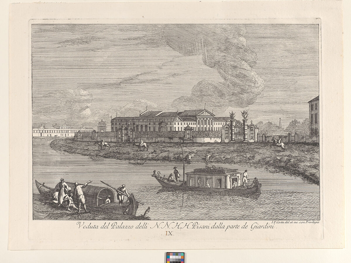 View of the Villa Pisani, Giovanni Francesco Costa (Italian, Venice, 1711–1772/73), Etching