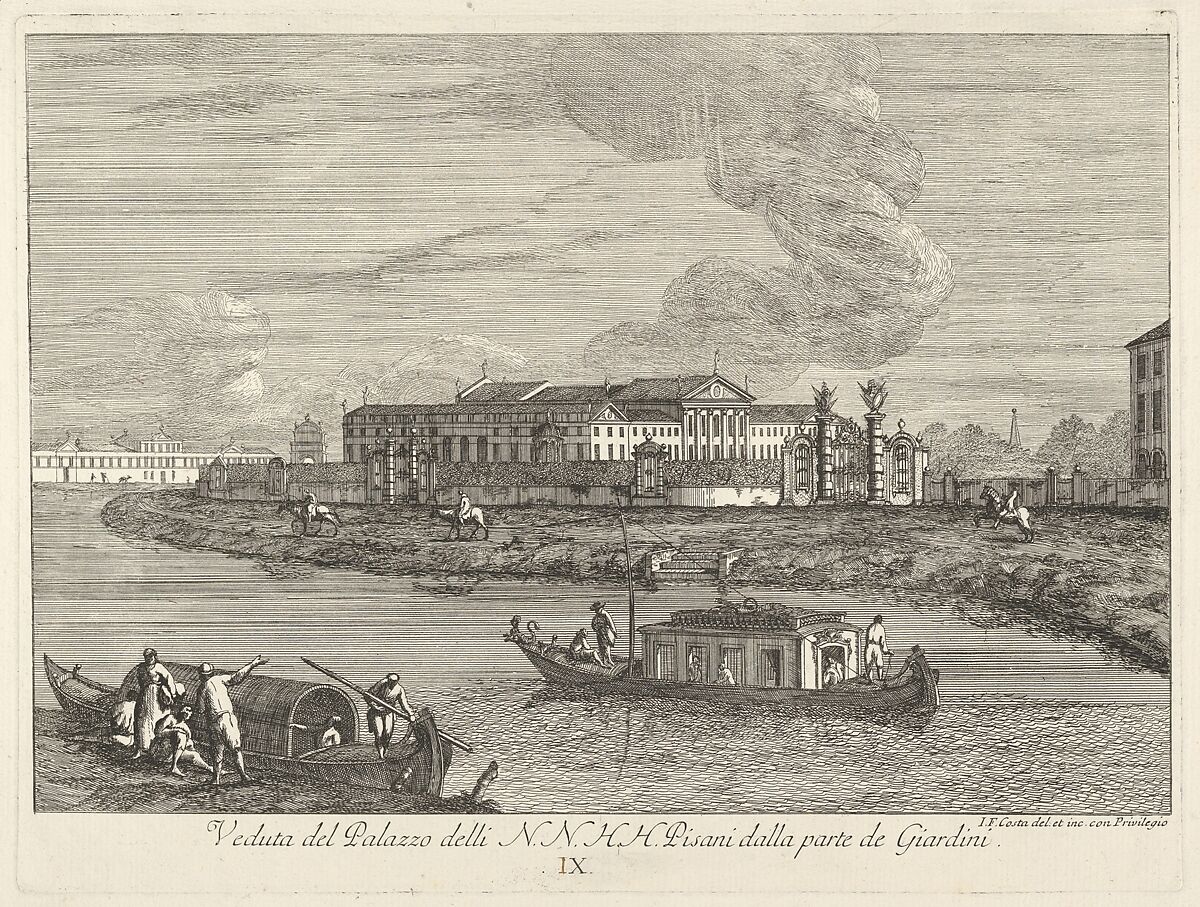 View of the Villa Pisani, Giovanni Francesco Costa (Italian, Venice, 1711–1772/73), Etching 