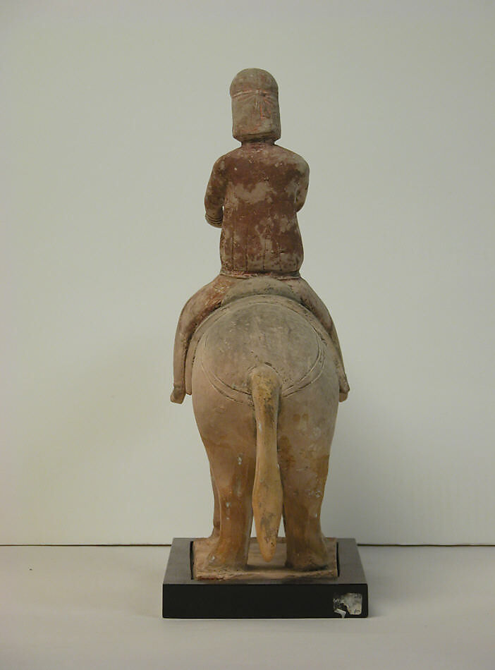 Mounted musician (one of two), Earthenware with pigment, China