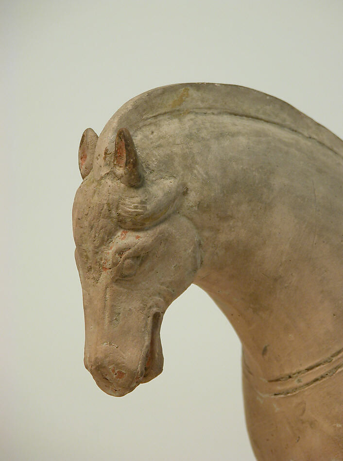 Mounted musician (one of two), Earthenware with pigment, China