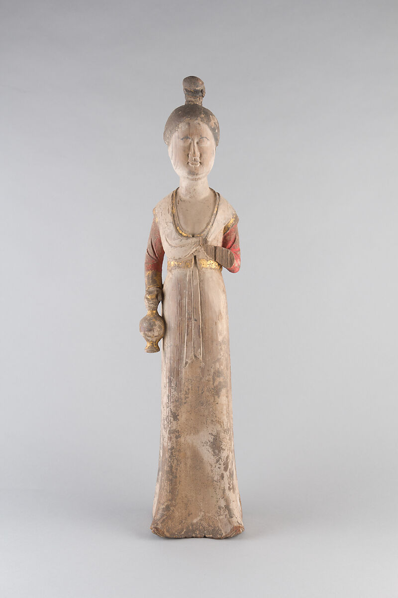 Standing Female Attendant, Wood with pigments, China 