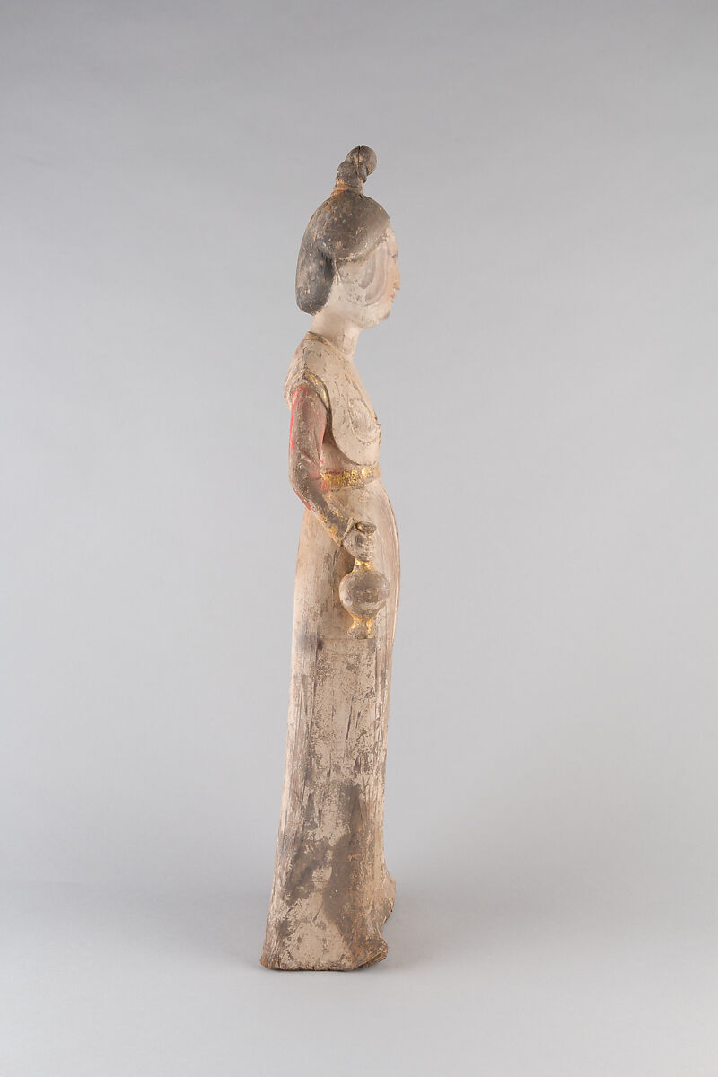 Standing Female Attendant, Wood with pigments, China