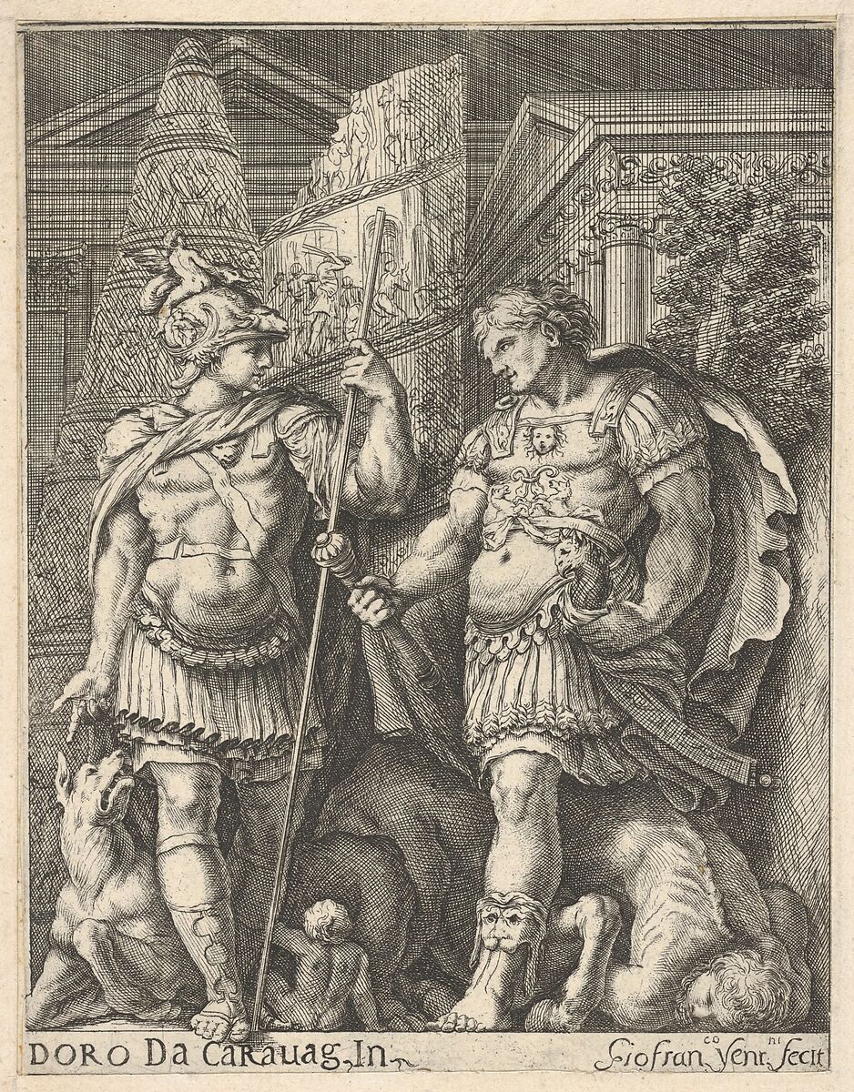 Two Roman Soldiers, Giovanni Francesco Venturini (Italian, active ca. 1650–1700), Etching and engraving 
