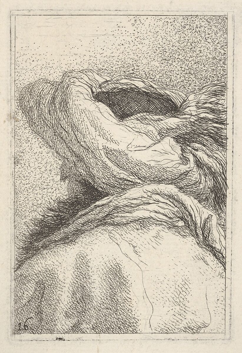 Man in a turban, depicted in bust length format from behind in three-quarters view, from the series 'Collection of heads' (Raccolta di teste), Giovanni Domenico Tiepolo (Italian, Venice 1727–1804 Venice), Etching 