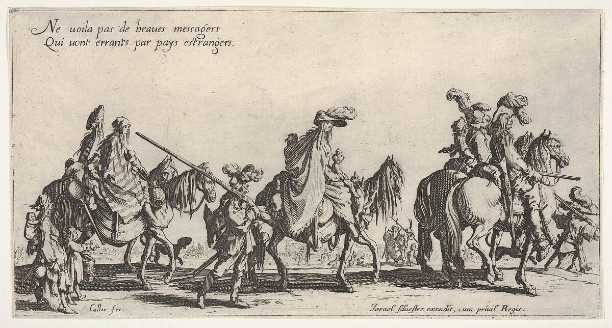 The Marching Gypsies (Les bohémiens en marche), also called The Advance Guard (L'avant-garde), Jacques Callot (French, Nancy 1592–1635 Nancy), Etching 