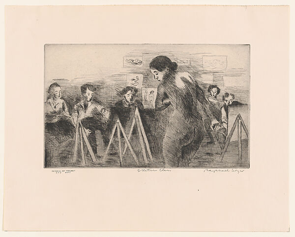 Sketch Class, Raphael Soyer (American (born Russia), Borisoglebsk 1899–1987 New York), Etching 