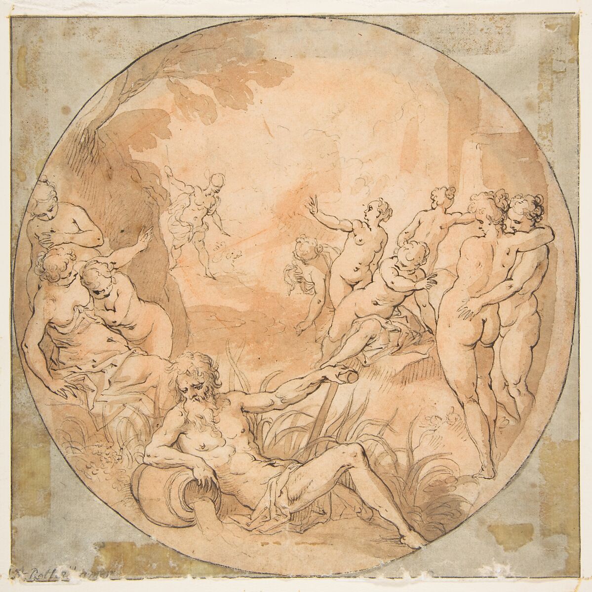 Diana Surprised at her Bath, Hans Rottenhammer I (German, Munich 1564–1625 Augsburg), Pen and ink