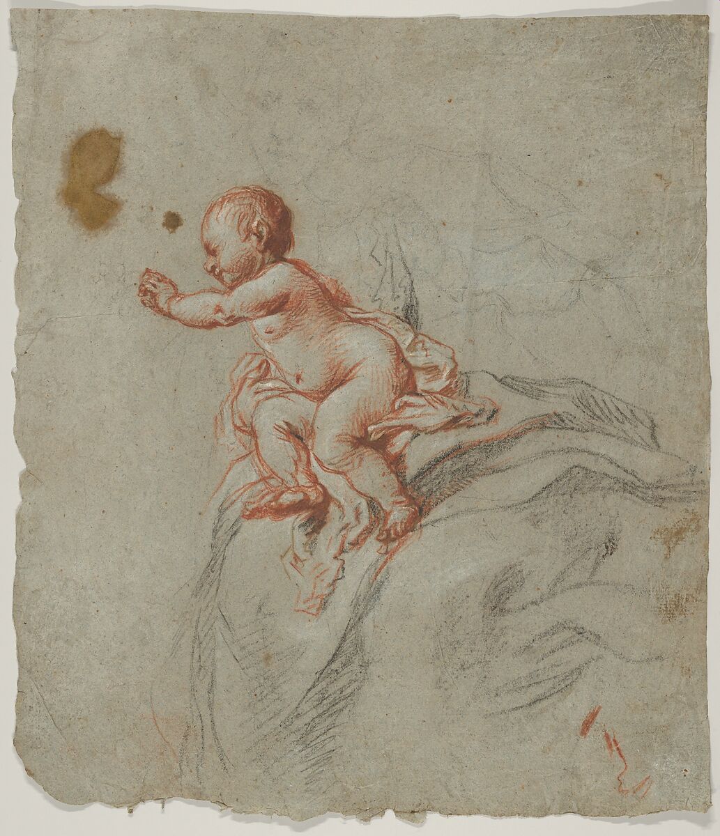 Study of the Virgin and Child, Cornelis Schut (Flemish, Antwerp 1597–1655 Antwerp), Black and red chalk, heightened with white chalk, on blue paper 