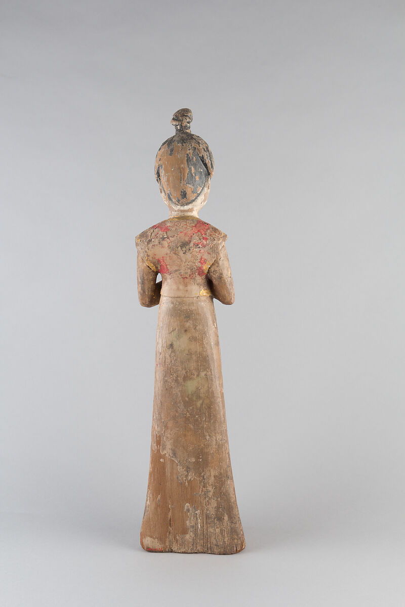 Standing Female Attendant, Wood with pigment, China